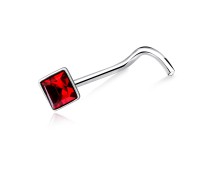 Square Stone Silver Curved Nose Stud NSKB-15